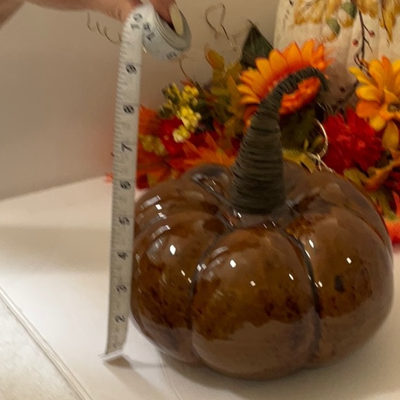 GLASS PUMPKIN WITH WIRE STEM NWOT - Picture 5 of 6